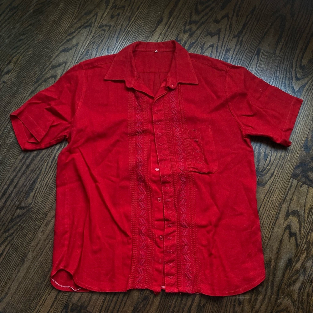 Men's Yenni Artesania AOPOI PARAGUAY TYPYCAL Shirt, XL, Red